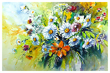 <b>Titel:</b> Sommerfülle<b>    Maltechnik:</b> Aquarell <b>   Größe:</b> 60 x 80 cm<b>    Preis:</b> 320 €